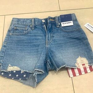 old navy American flag jean shorts size girls 10 high rise